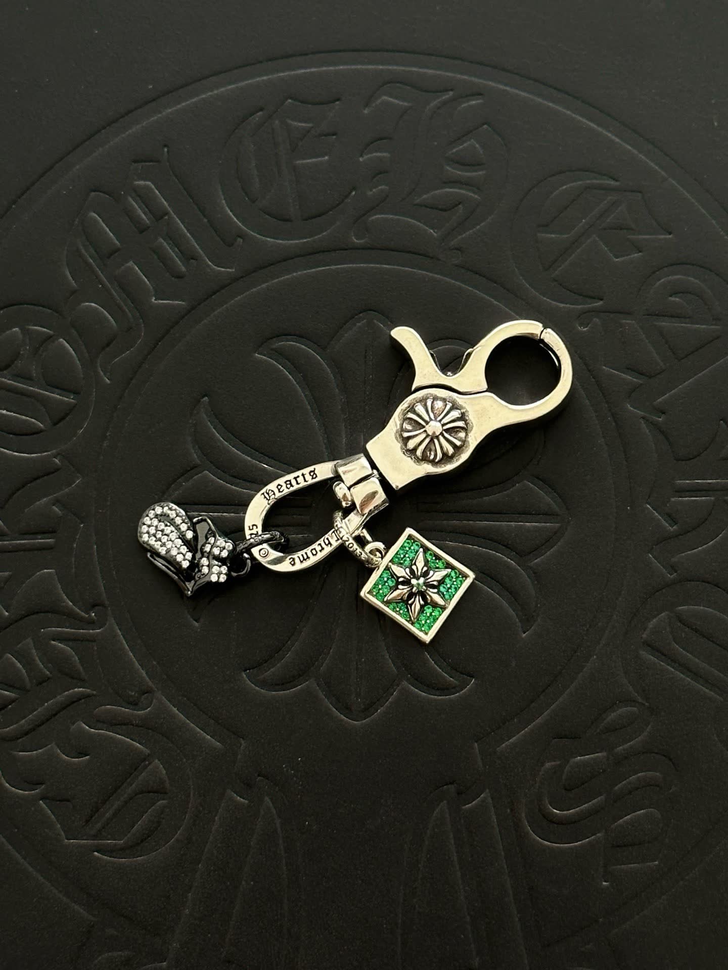 Chrome Hearts Silver Keychain with Charms